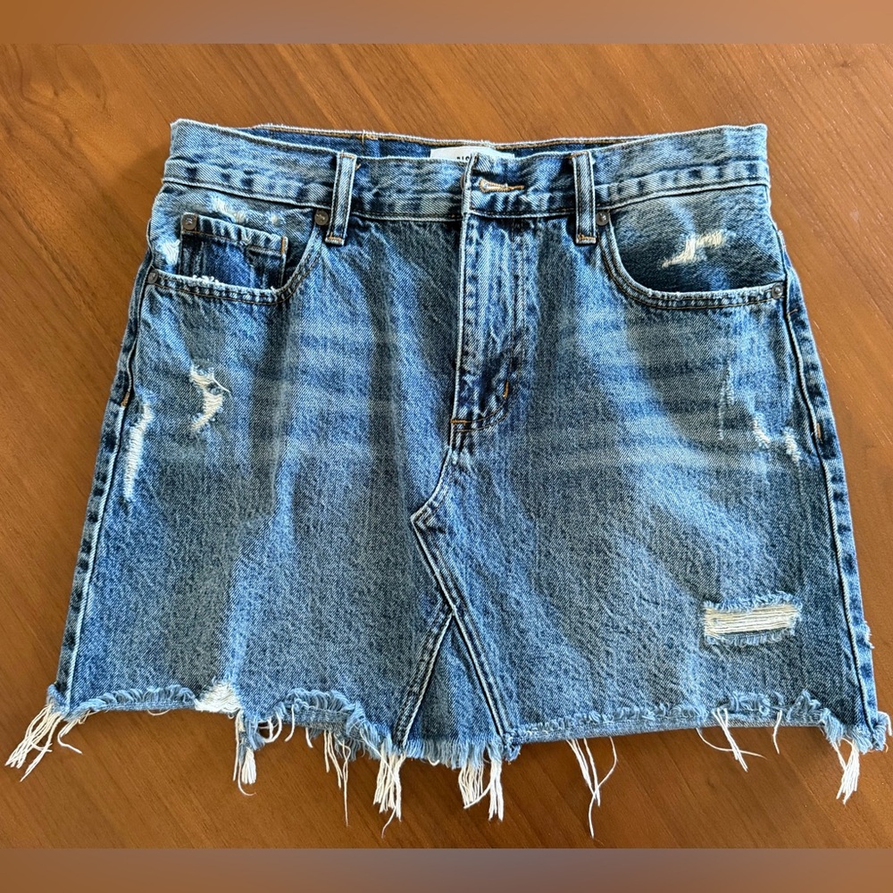 Pistola Denim Mini Skirt, Size 27, Raw Edge